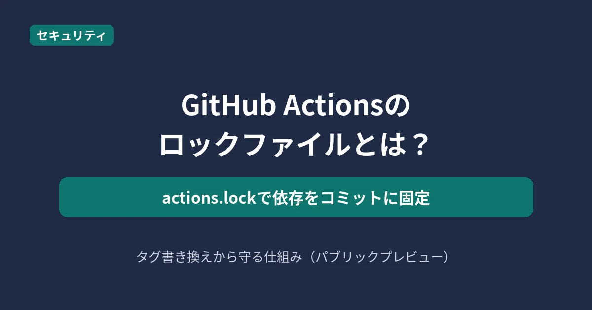 GitHub Actionsのロックファイルactions.lockを解説する記事のアイキャッチ