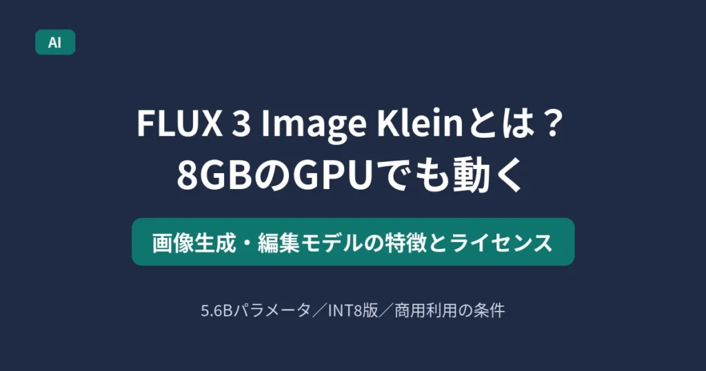 FLUX 3 Image Kleinとは何か、8GBのGPUでも動く画像生成・編集モデルを解説する記事のアイキャッチ画像